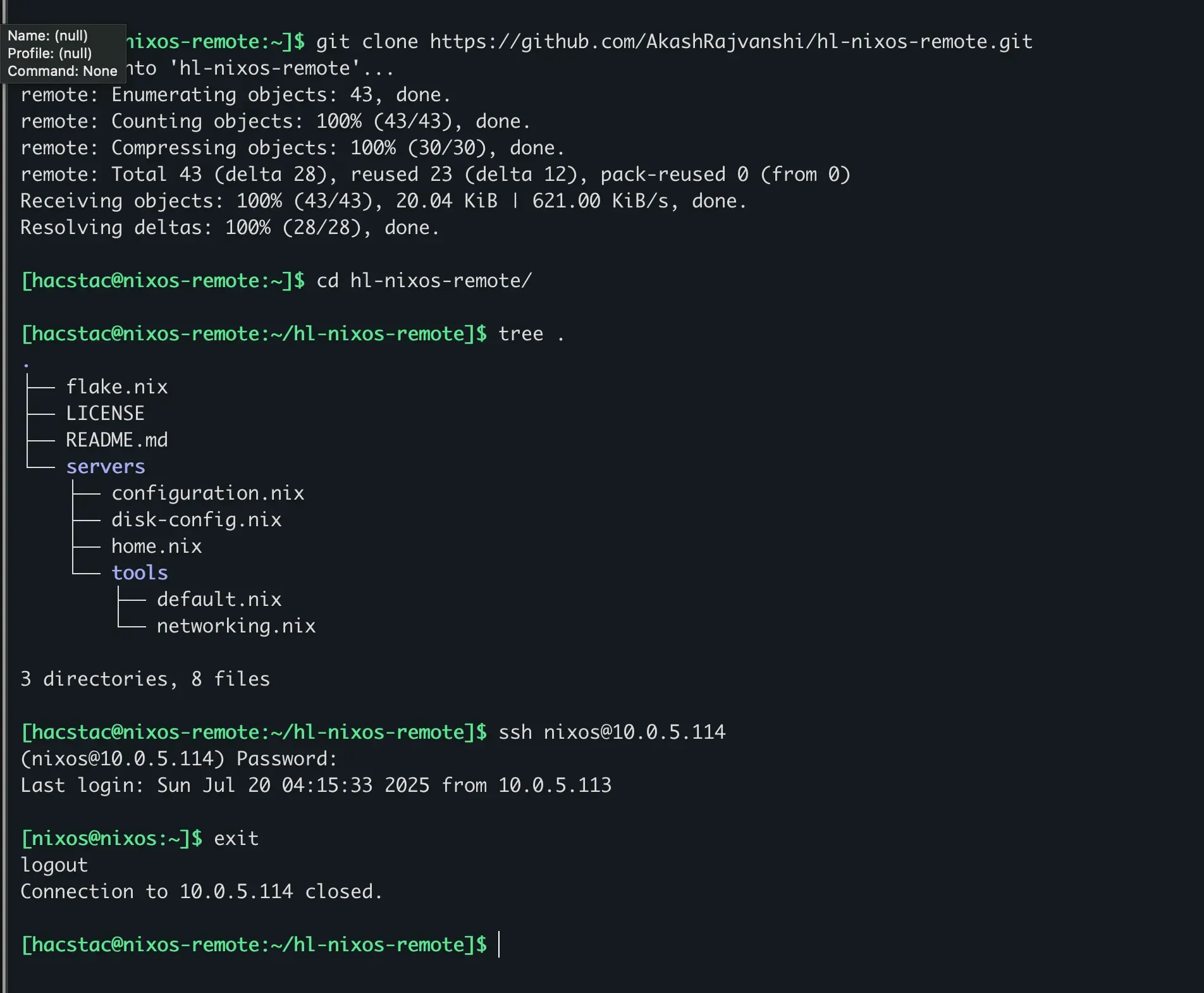 hl-remote connection test